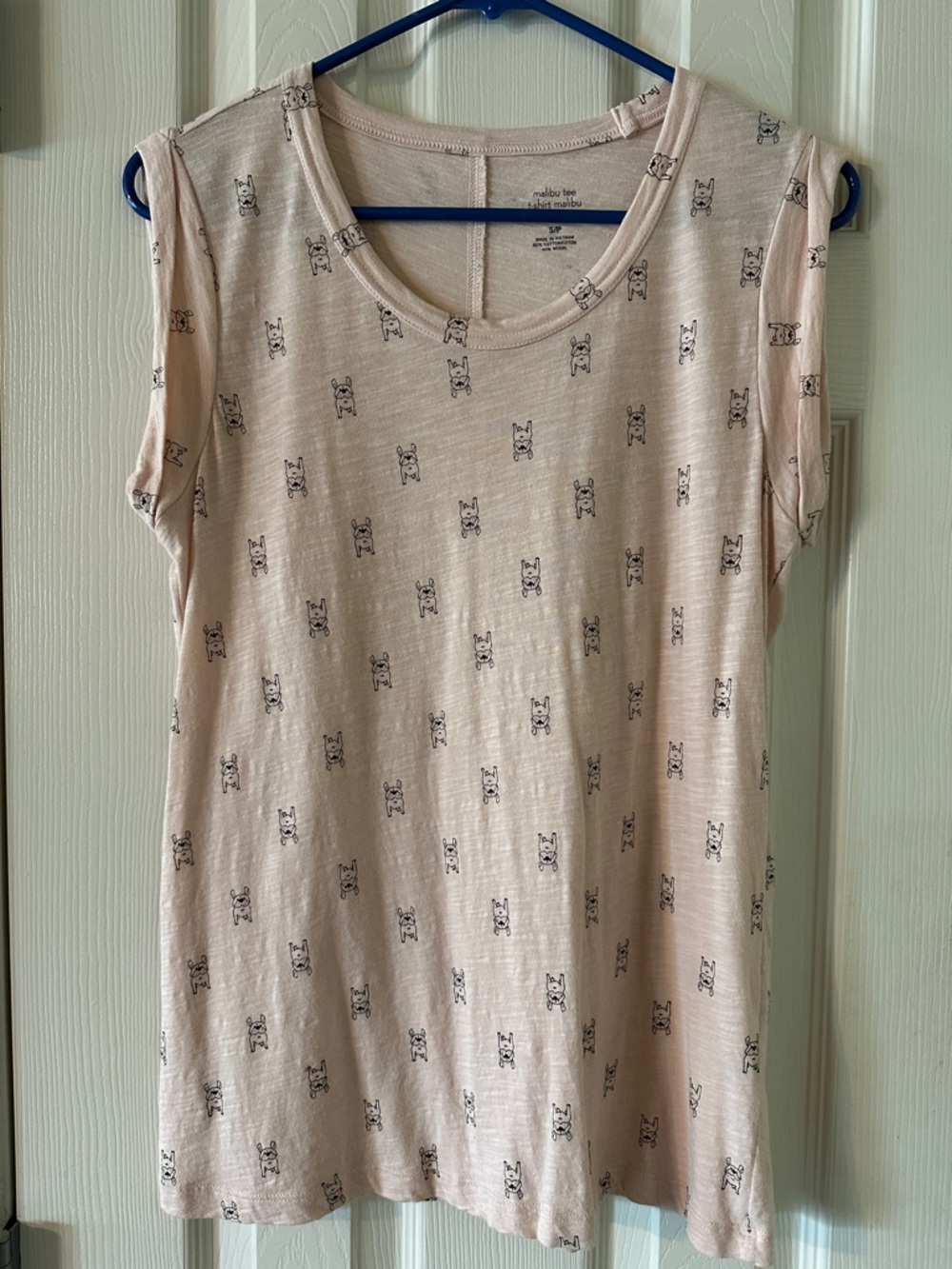 Banana Republic Pale Pink Sleeveless Tank with Dog Motif